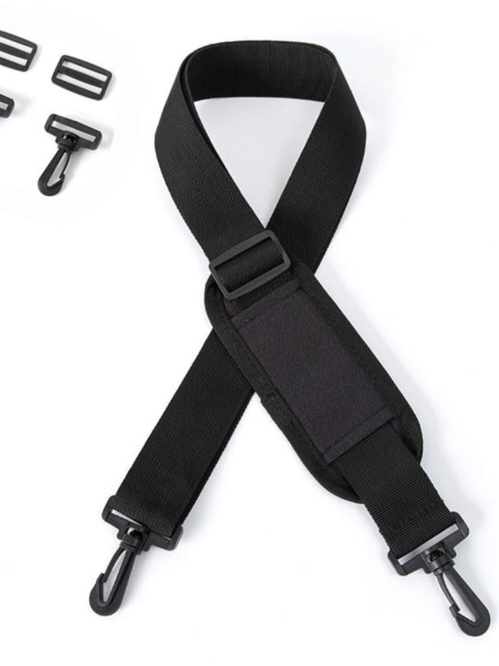 Adjustable Nylon Shoulder Strap 63 Inch Replacement Bag Belt Metal Hooks